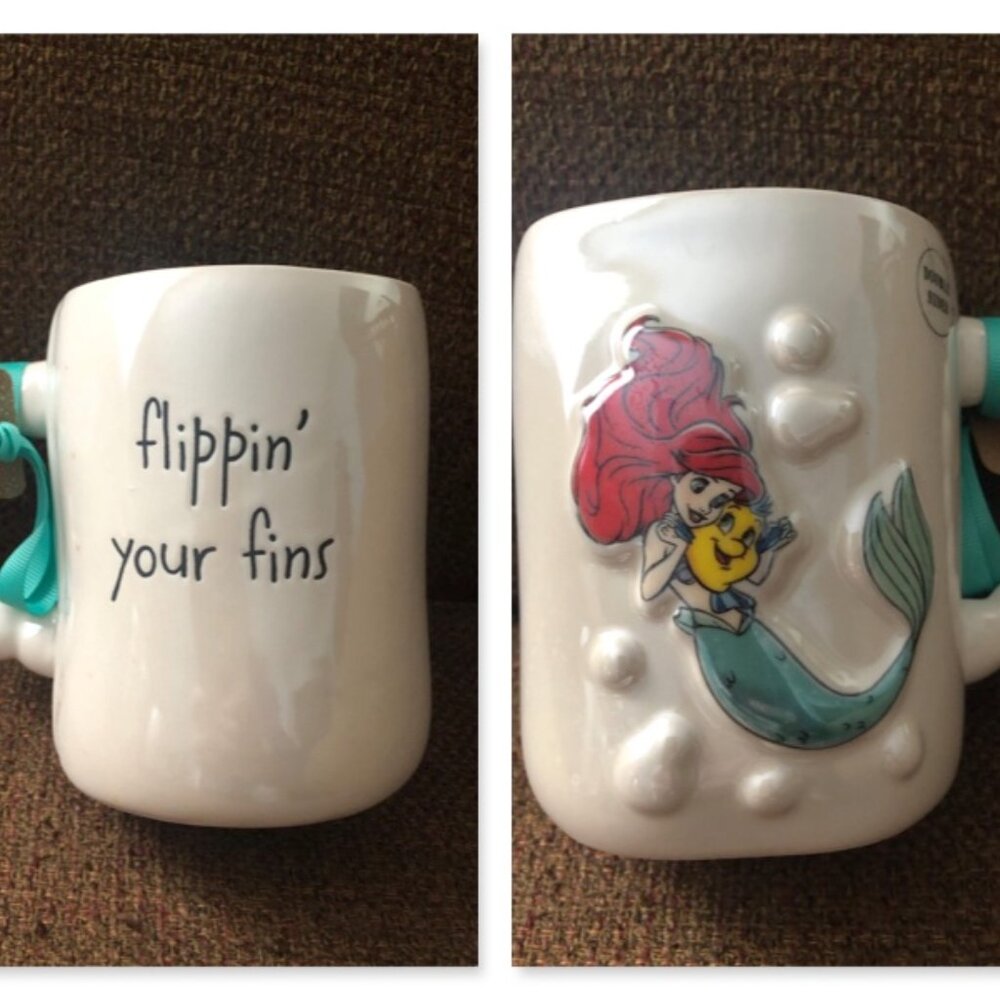 NWT Rae Dunn Disney Ariel Mug "Flipping Your Fins" Iridescent The Little Mermaid